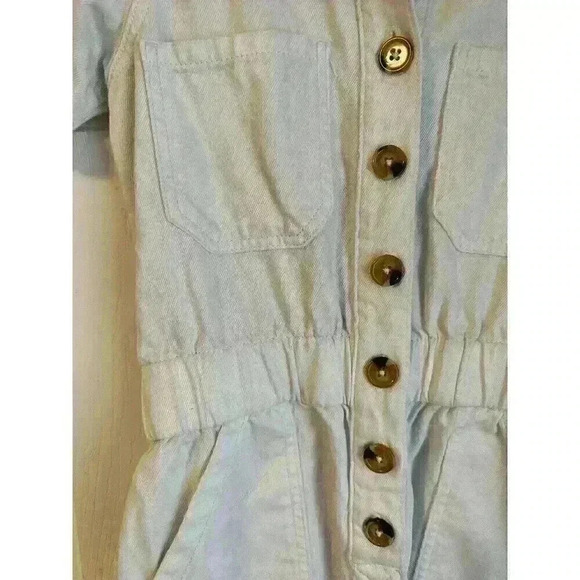 Gianni Bini Tori White Denim Short Sleeve Overall Flight Suit Button Romper XS - Picture 3 of 9